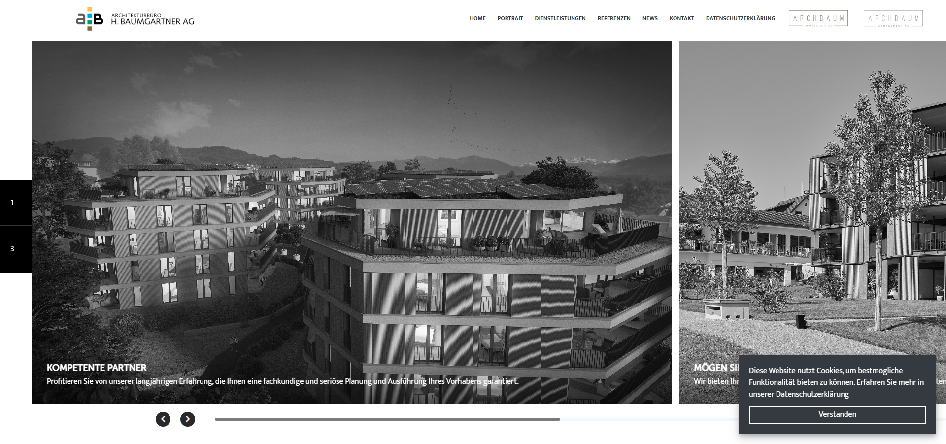 Homepage of archbaum.ch — architecture and real estate development firm